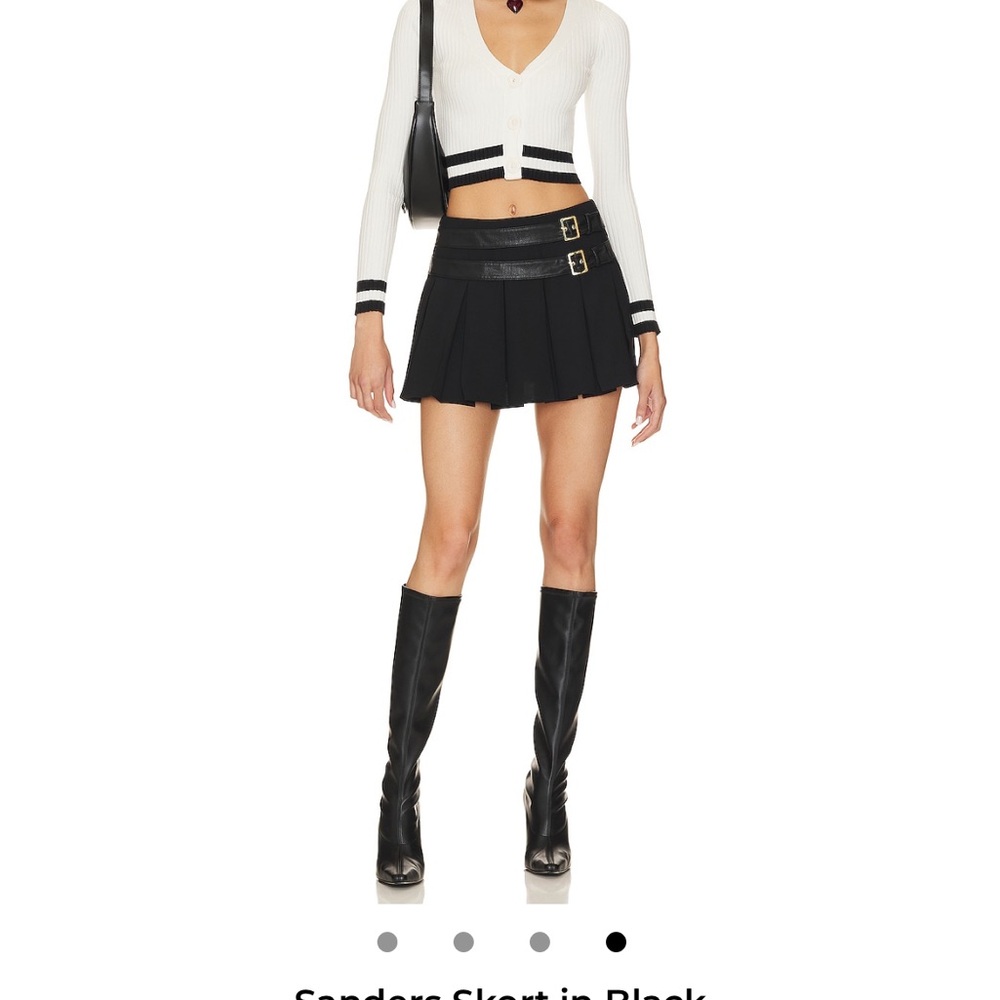 Flirty Black  Pleated Skort with Double gold Buckle Detail